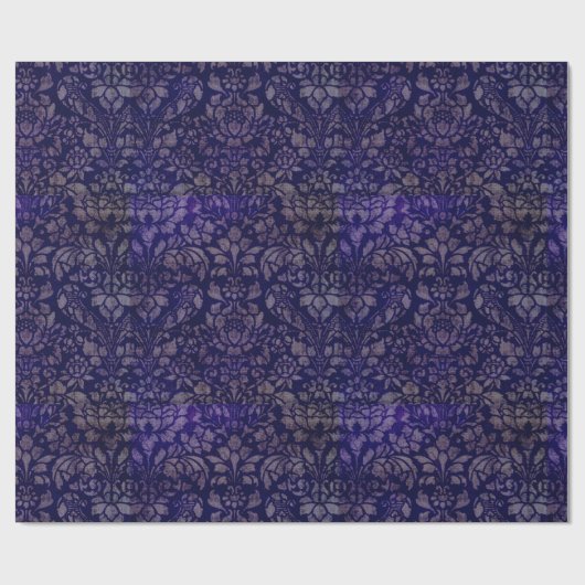  Indigo Blauw Damask Cadeaupapier (Vlak)