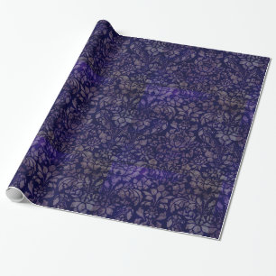 Indigo Blauw Damask Cadeaupapier