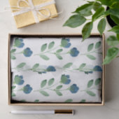 Indigo Blauw en Groen Waterverf Bloemenpatroon Tissuepapier (Geschenk)