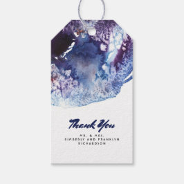 Indigo Blauw en Paarse Crystal Moderne Waterverf Cadeaulabel