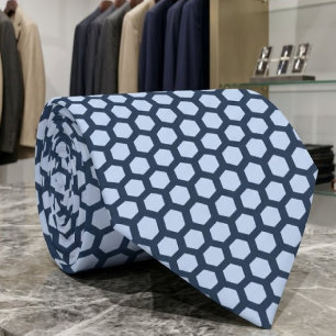 Indigo Blauw En Tropisch Pastelblauw Zeshoeken Stropdas