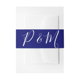 Indigo Blauw en Wit Minimalistische Trouwdetails Uitnodigingen Wikkel