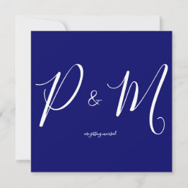 Indigo Blauw en Wit Vierkant Minimalistische Trouw Kaart