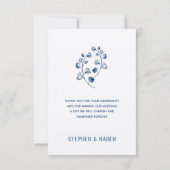 Indigo Blauw Eucalyptus Elegante Huwelijk Dank u C Bedankkaart (Achterkant)