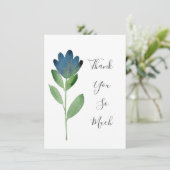 Indigo Blauw Groen Waterverf Abstract Bloem Bedankkaart (Staand voorkant)