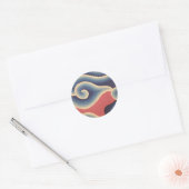 Indigo Blauw Koraal Japanse Wave Ronde Sticker (Envelop)