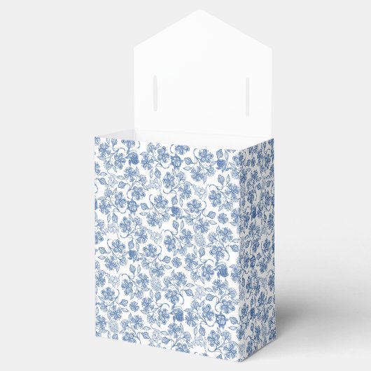 Indigo Blauw op Witte Etnische Bloemen Tent Favor  Bedankdoosjes (Geopend)
