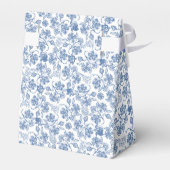 Indigo Blauw op Witte Etnische Bloemen Tent Favor  Bedankdoosjes (Achterkant)