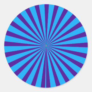 Indigo Blauw Paarse Starburst Zonnestralen Tunnel Ronde Sticker