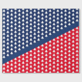 Indigo Blauw Rood Wit Kerstboom Patroon Cadeaupapier (Vlak)