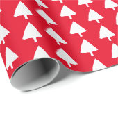 Indigo Blauw Rood Wit Kerstboom Patroon Cadeaupapier (Rol Hoek)