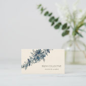 Indigo blauw vintage met blauw bloem visitekaartje (Staand voorkant)