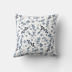 Indigo Blauw Waterverf 2-zijdig kussen