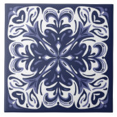 Indigo Blauw Wit Azulejo Mediterraan Tegeltje (Voorkant)