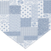 Indigo Blauw, Wit Faux Patchwork Tafelkleed (Gekanteld)