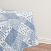 Indigo Blauw, Wit Faux Patchwork Tafelkleed (Voorbeeld)