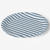 Indigo blauw & wit gestreept - nautisch papieren bordje (Gekanteld)