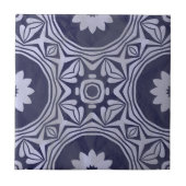 Indigo Blauw Wit Mandala Floral Marokkaanse Azulej Tegeltje (Voorkant)
