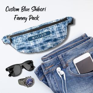 Indigo Blauw & Wit Shibori Patroon Koele Tienerkle Heuptasje