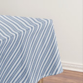 Indigo Blauw, Witte Ticking Stripes Tafelkleed (Voorbeeld)