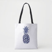 Indigo blauwe ananas canvas tas (Voorkant)