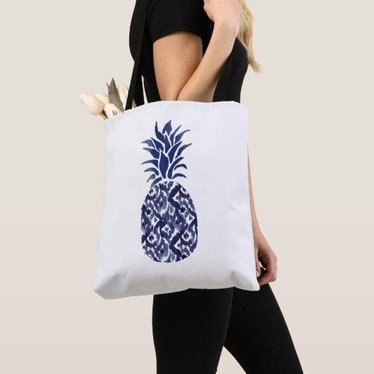 Indigo blauwe ananas canvas tas (Dichtbij)