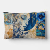  Indigo Blauwe Bloemen Abstracte Collage Etui (Achterkant)