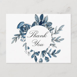 Indigo blauwe bloemen dank u kaart