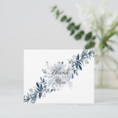 Indigo blauwe bloemen dank u kaart (Staand voorkant)