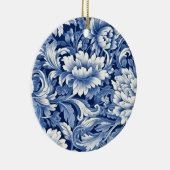 Indigo Blauwe Bloemen Keramisch Ornament (Rechts)