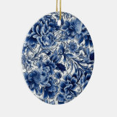 Indigo Blauwe Bloemen Keramisch Ornament (Rechts)