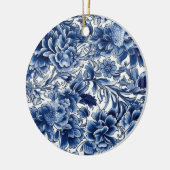 Indigo Blauwe Bloemen Keramisch Ornament (Links)