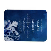 Indigo Blauwe Botanische bruiloft Magneet (Horizontaal)