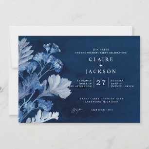 Indigo Blauwe Botanische Verloving Feest Kaart