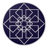 Indigo blauwe en witte geometrische vormen keramische knop (Voorkant)