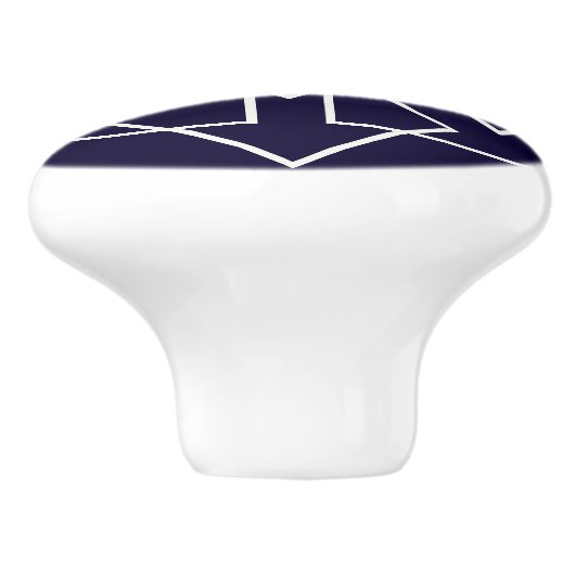 Indigo blauwe en witte geometrische vormen keramische knop (Zijkant)
