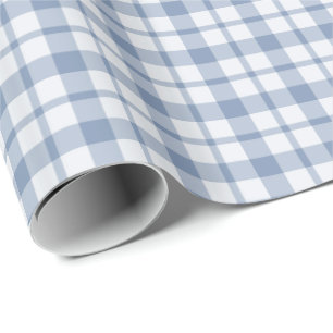 Indigo Blauwe en Witte Preppy Geruite Inpakpapier