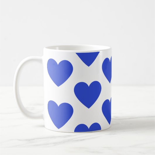 Indigo blauwe harten leuke witte koffiemok (Links)