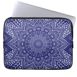 Indigo blauwe mandala laptop sleeve