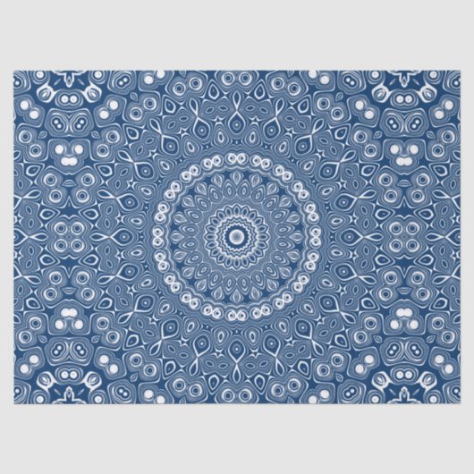 Indigo Blauwe Mandala Patroon Tissuepapier (Voorkant)