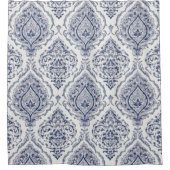 Indigo Blauwe Medaillon Douchegordijn (Voorkant)