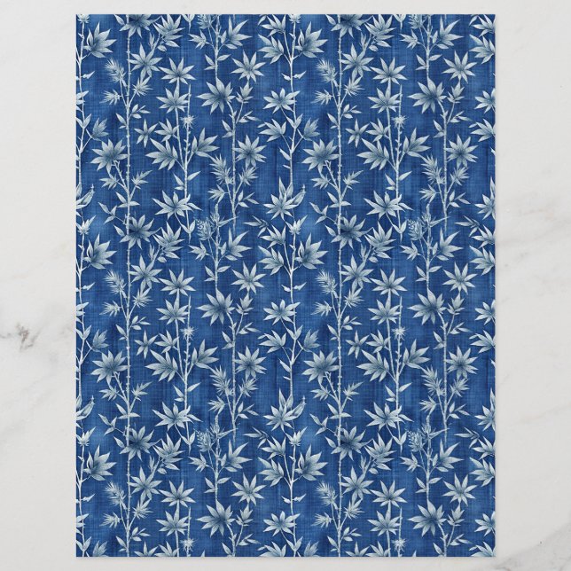 Indigo blauwe shibori bloemenpatroon plakboek papi (Voorkant)