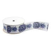 Indigo blauwe waterverf ananas grosgrain lint (Spoel)