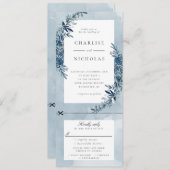 Indigo blauwe waterverf bruiloft uitnodiging w rsv (Voorkant / Achterkant)