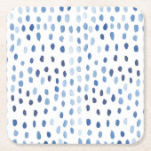 Indigo blauwe waterverf kleine polka dots shibori kartonnen onderzetters (Voorkant)