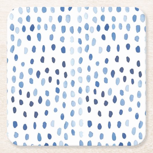 Indigo blauwe waterverf kleine polka dots shibori kartonnen onderzetters (Voorkant)