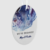 Indigo Blauwe Waterverf Moderne bruiloft / Verlovi Ornament (voorkant)