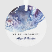 Indigo Blauwe Waterverf Moderne bruiloft / Verlovi Ornament (achterkant)