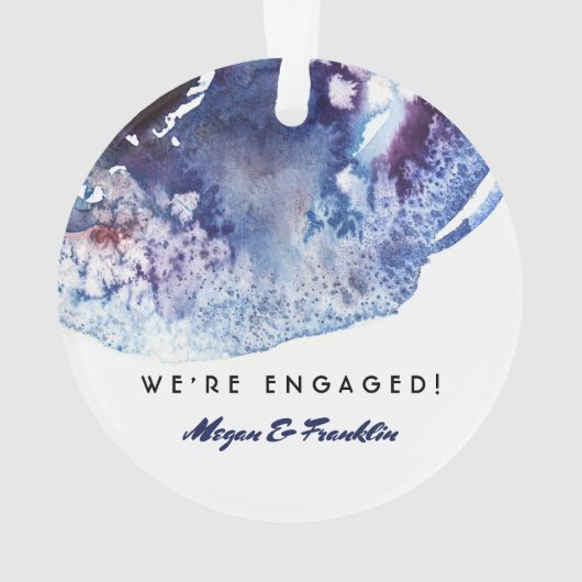 Indigo Blauwe Waterverf Moderne bruiloft / Verlovi Ornament (achterkant)