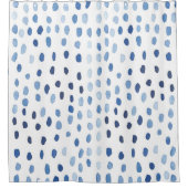 Indigo blauwe waterverf regendruppels shibori japa douchegordijn (Voorkant)